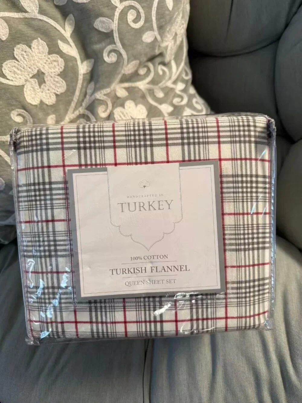NEW 100% Cotton Turkish Flannel Queen Sheet Set 4-Pc Plaid Warm Cozy